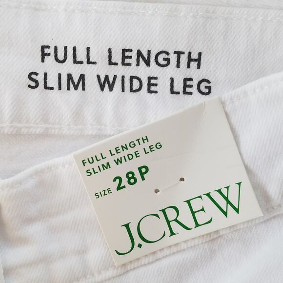 J. Crew‎ Petite Full Length Slim Wide Leg Jeans Size 28P White Raw Hem NWT BX823 - Picture 6 of 8